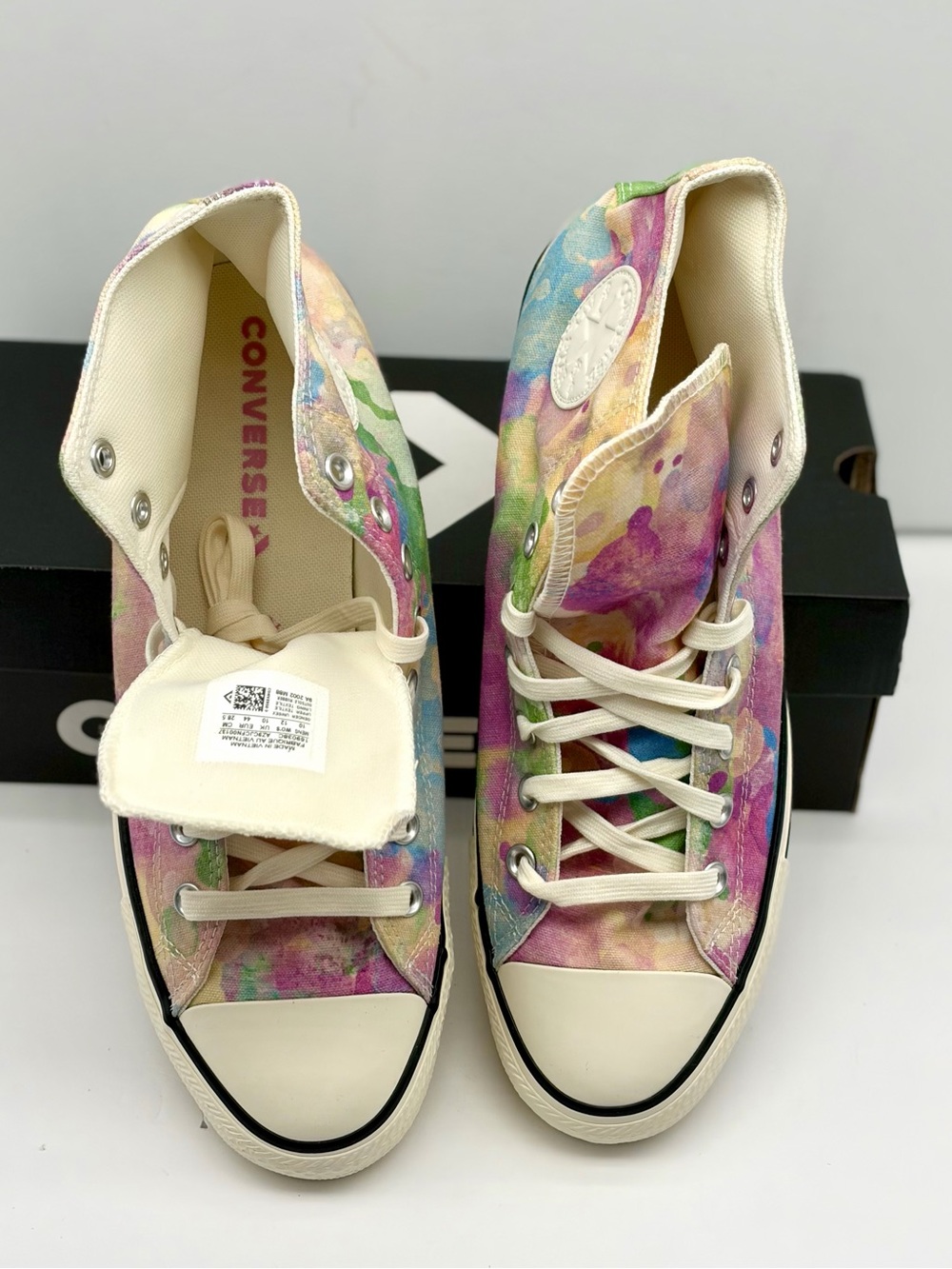 Converse High Top Sneakers - Pastel Multicolor Tie-Dye Man’s 10 - Picture 4 of 11